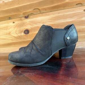 Marbella Women's Black Ruched Block Heel Ankle Booties